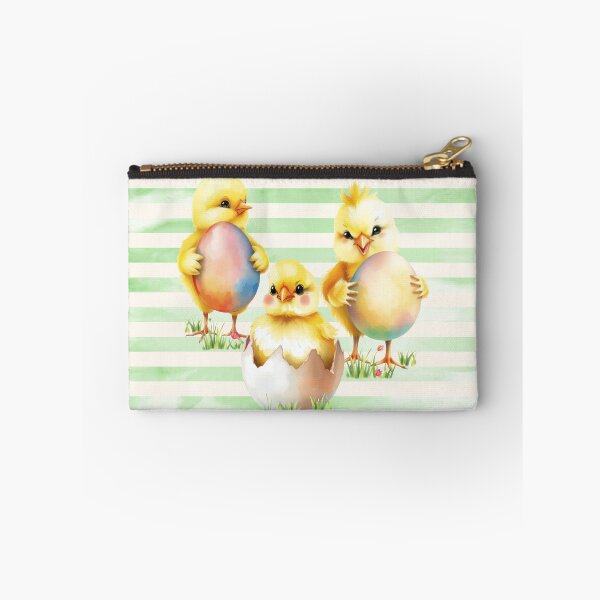 Item preview, Easter Chicks Holding Easter Eggs Horizontal Stripes Pattern designed and sold by UnhingedBird.