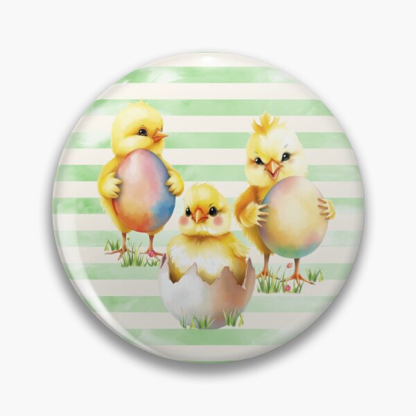 Item preview, Easter Chicks Holding Easter Eggs Horizontal Stripes Pattern designed and sold by UnhingedBird.