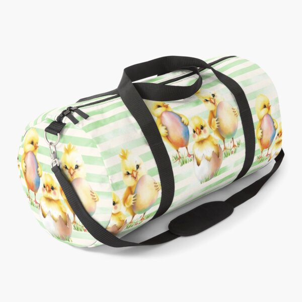 Item preview, Easter Chicks Holding Easter Eggs Horizontal Stripes Pattern designed and sold by UnhingedBird.
