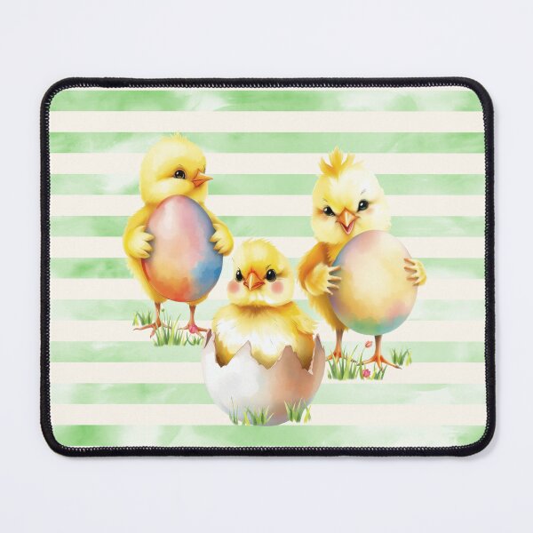Item preview, Easter Chicks Holding Easter Eggs Horizontal Stripes Pattern designed and sold by UnhingedBird.