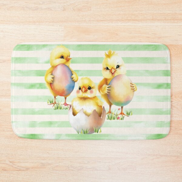 Item preview, Easter Chicks Holding Easter Eggs Horizontal Stripes Pattern designed and sold by UnhingedBird.