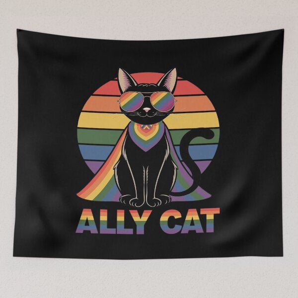 Item preview, LGBT Ally Cat Be Kind Gay Rainbow LGBTQ Flag Gay Pride  designed and sold by angolinnArt.