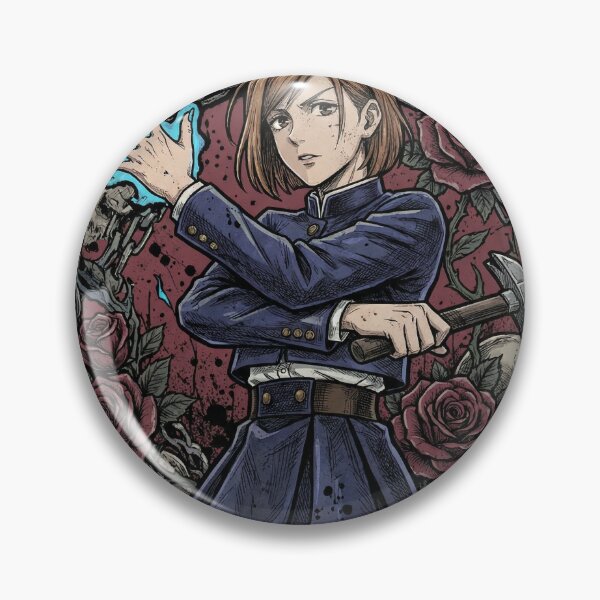 Item preview, Confident Brunette Sorceress Hammer Nails Straw Doll Resonance Fighter Inspired by Dark Anime Manga Fan Art Aesthetic designed and sold by Senpaiwaves.