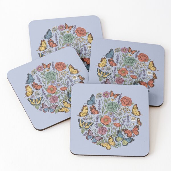 Item preview, Vintage Botanical Butterfly Garden Circle designed and sold by BirdsnStuff.