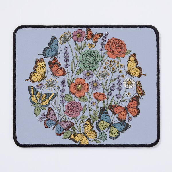 Item preview, Vintage Botanical Butterfly Garden Circle designed and sold by BirdsnStuff.