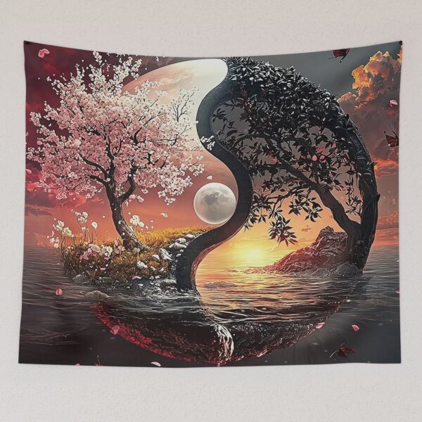 Item preview, Yin Yang Tree of Balance – Sakura and Dark Forest designed and sold by AmetistLight.
