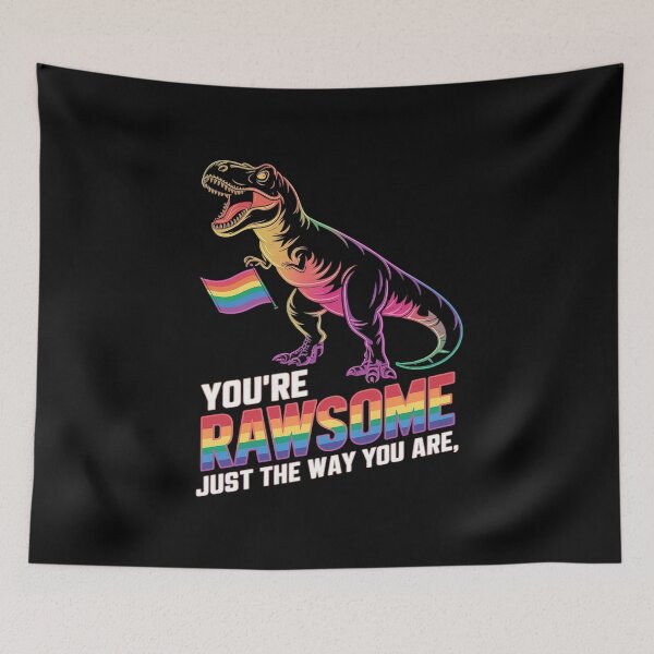 Item preview, LGBT Dinosaur Rainbow Pride Flag Rawrsome Gay Pride Month  designed and sold by angolinnArt.