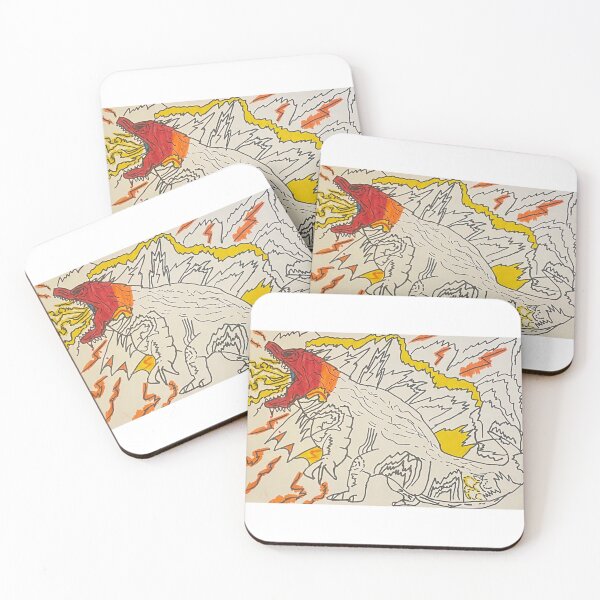 Item preview, Dinosaur with fire and mountains  designed and sold by RooDesigns18.