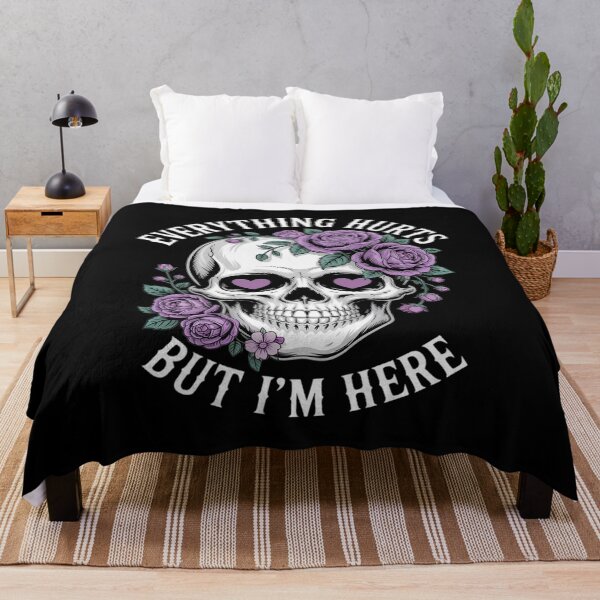 Item preview, Everything Hurts But I'm Here Funny Skull Flower designed and sold by Slwankol.