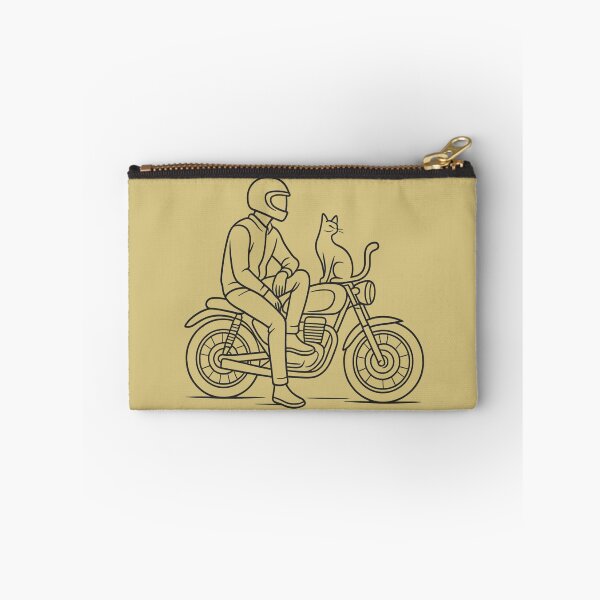 Item preview, Serene Motorcyclist with Elegant Cat – Japanese Minimalist Illustration designed and sold by SilentPowerArt.