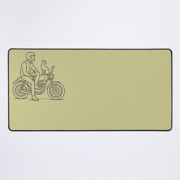 Item preview, Serene Motorcyclist with Elegant Cat – Japanese Minimalist Illustration designed and sold by SilentPowerArt.