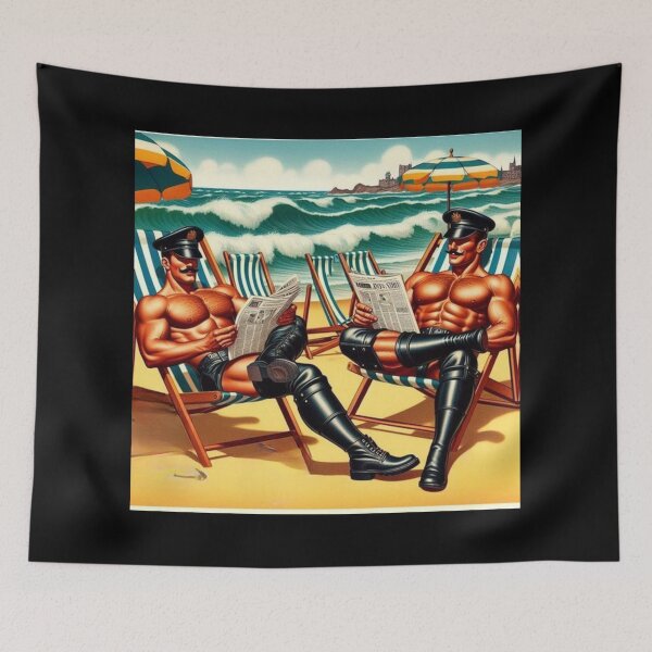 Item preview, 1940s Vintage Gay Leather Daddies Summer Holiday Leather & Chill Graphic Design designed and sold by ItsAKinkThing.
