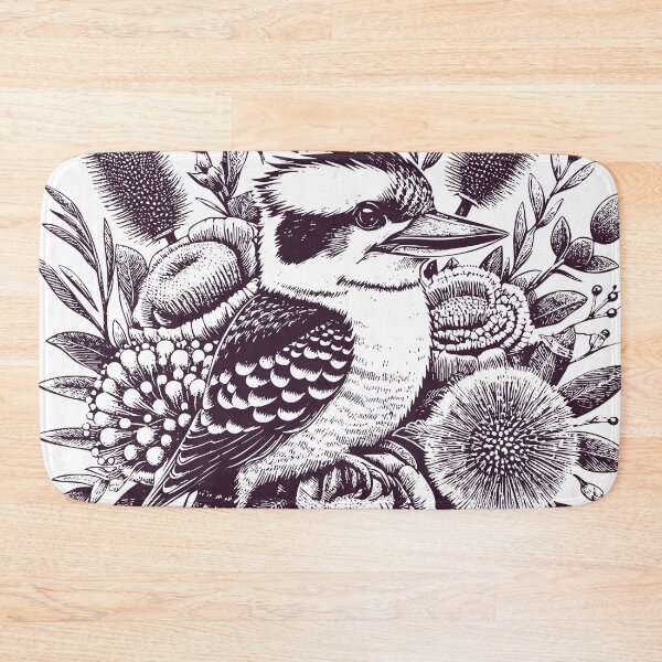 Item preview, Kookaburra Bouquet: Australian Bird, Native Flowers, Wildlife Art Illustration designed and sold by Aritxa.