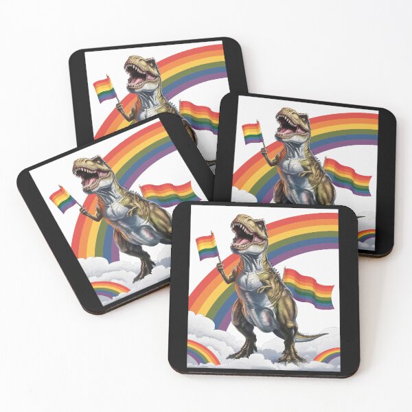 Item preview, T Rex Dinosaur Rainbows LGBT Gay Pride Flag designed and sold by angolinnArt.