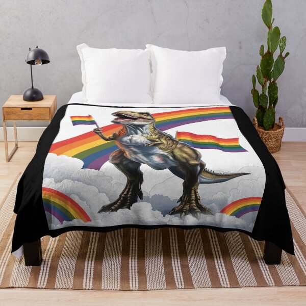 Item preview, T Rex Dinosaur Rainbows LGBT Gay Pride Flag designed and sold by angolinnArt.
