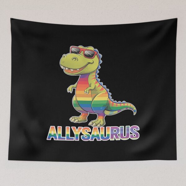Item preview, Allysaurus dinosaur in rainbow flag for ally LGBT pride  designed and sold by joyouartArt.
