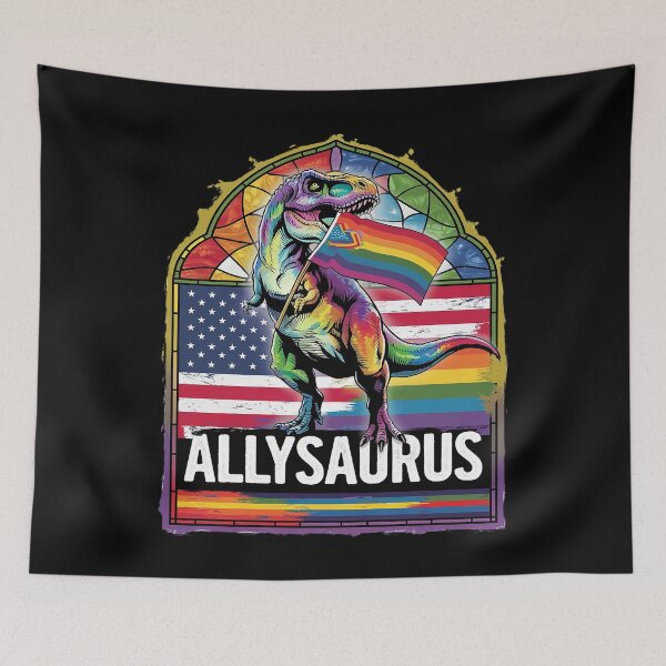 Item preview, Allysaurus dinosaur in rainbow flag for ally LGBT pride7  designed and sold by joyouartArt.