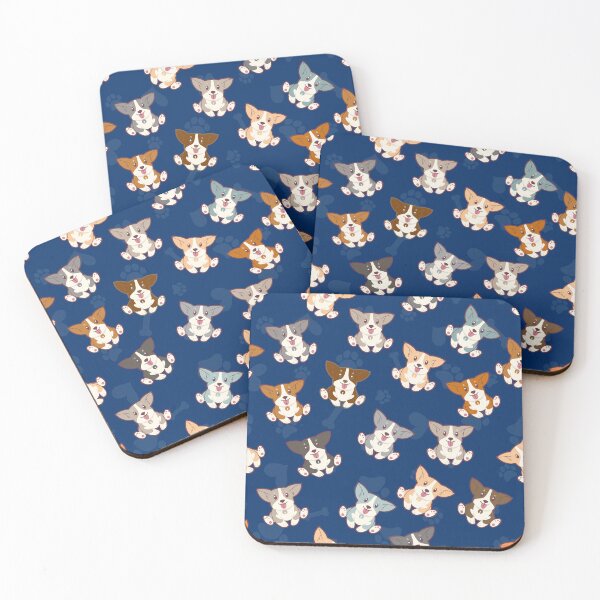 Item preview, Cute Corgi Puppies Pattern on Navy Blue designed and sold by NUSUSDREAM.