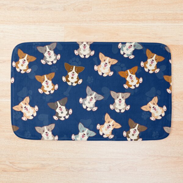 Item preview, Cute Corgi Puppies Pattern on Navy Blue designed and sold by NUSUSDREAM.