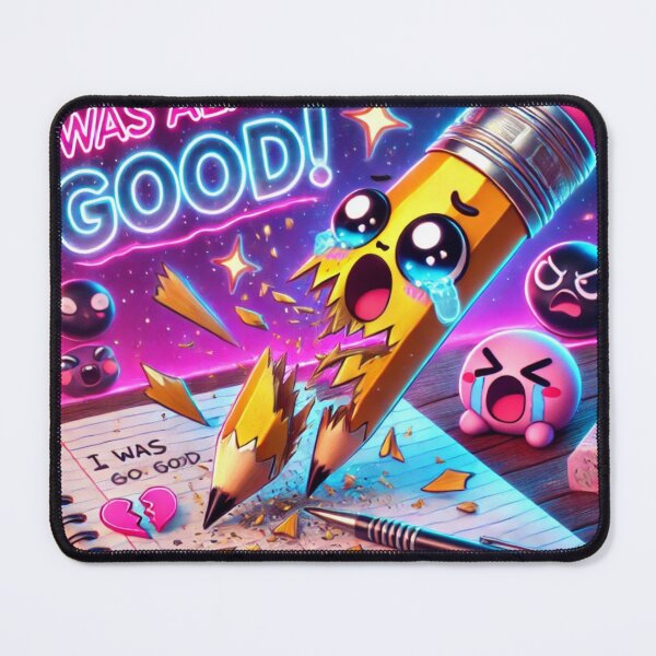 Item preview, I Was Almost Good – Funny Cute Broken Pencil Neon Illustration designed and sold by ComedyInkFactor.