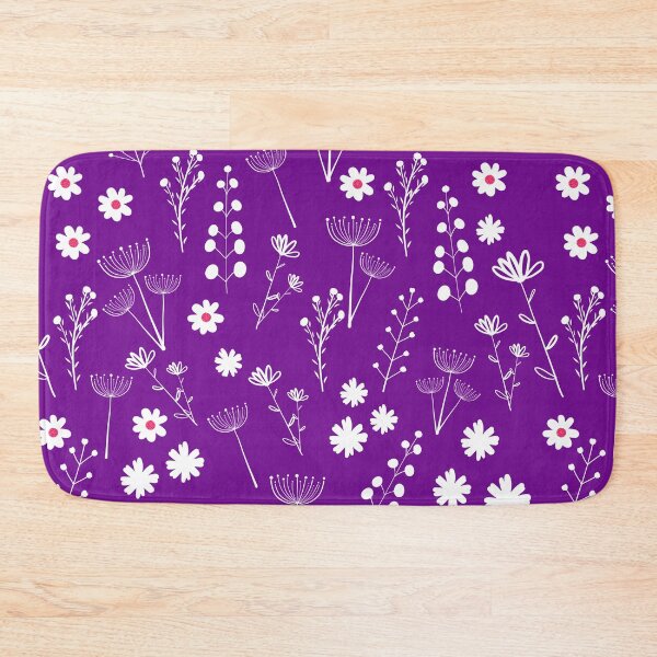 Item preview, Minimalist White Flowers and Stems on Vibrant Purple designed and sold by NUSUSDREAM.