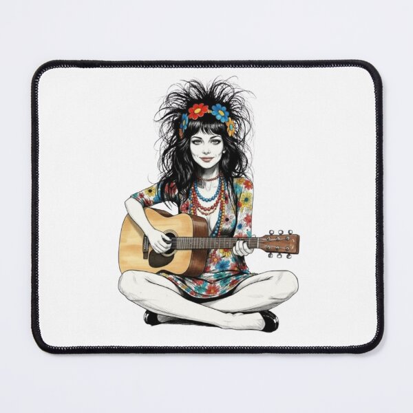 Item preview, Female Guitarist in Flower Power and Pop Art Style designed and sold by CHRIST5000.