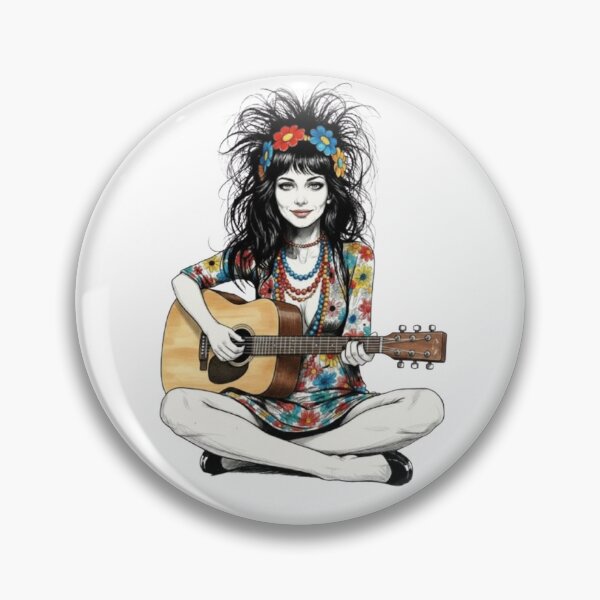 Item preview, Female Guitarist in Flower Power and Pop Art Style designed and sold by CHRIST5000.