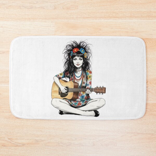 Item preview, Female Guitarist in Flower Power and Pop Art Style designed and sold by CHRIST5000.