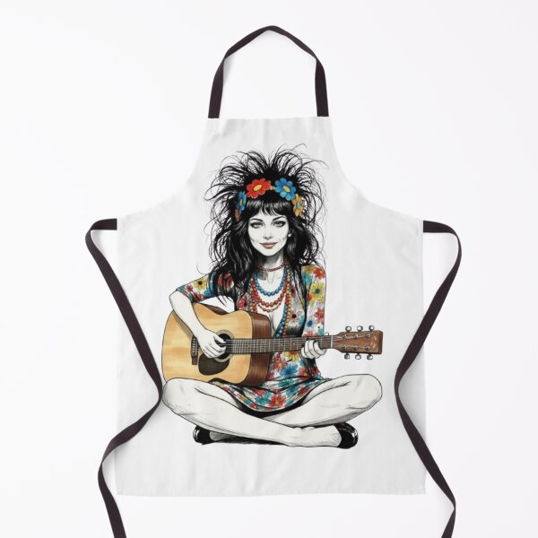 Item preview, Female Guitarist in Flower Power and Pop Art Style designed and sold by CHRIST5000.
