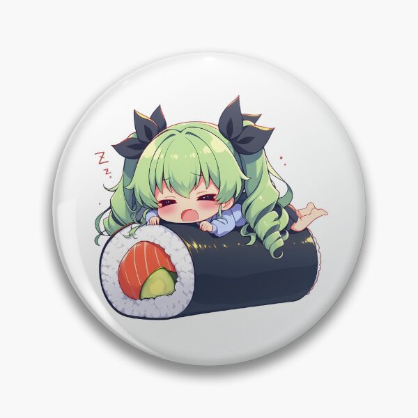 Item preview, Sleepy Anchovy Girls Und Panzer Chibi Sushi Anime Girl designed and sold by CarlosBender.