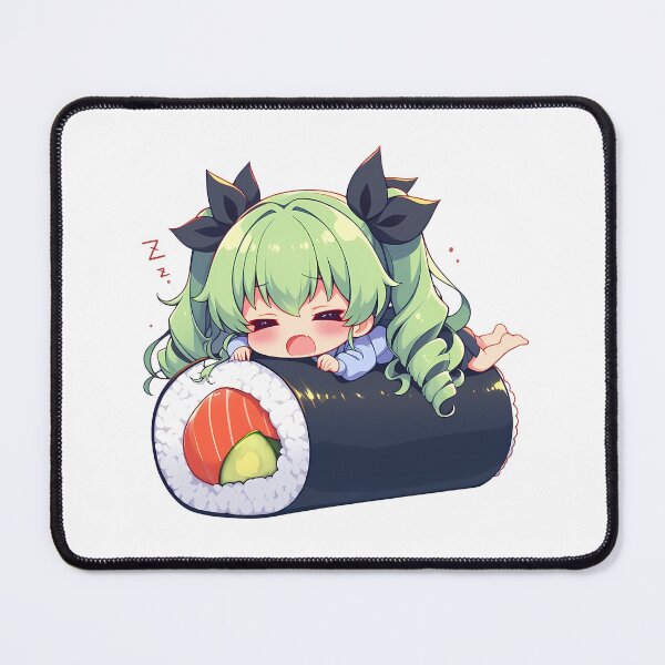 Item preview, Sleepy Anchovy Girls Und Panzer Chibi Sushi Anime Girl designed and sold by CarlosBender.