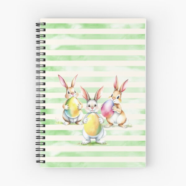 Item preview, Easter Bunnies Holding Easter Eggs Horizontal Stripes Pattern designed and sold by UnhingedBird.