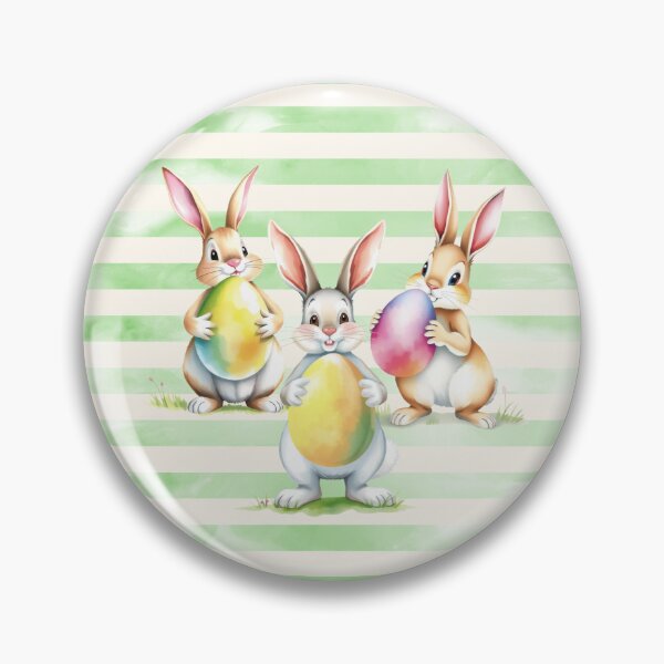Item preview, Easter Bunnies Holding Easter Eggs Horizontal Stripes Pattern designed and sold by UnhingedBird.
