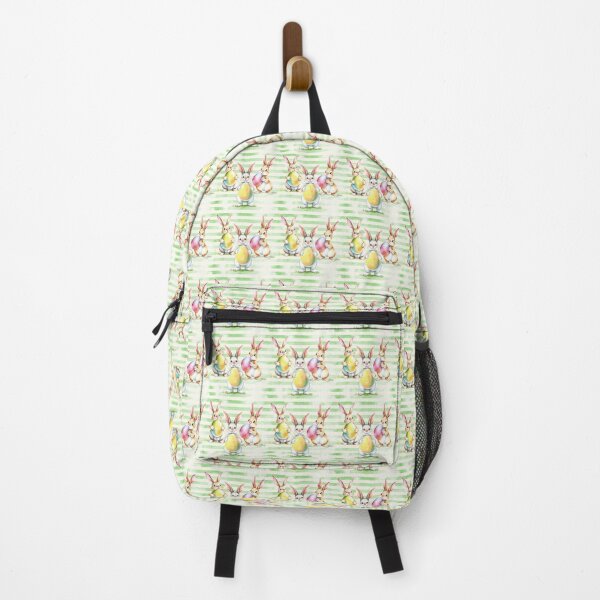 Item preview, Easter Bunnies Holding Easter Eggs Horizontal Stripes Pattern designed and sold by UnhingedBird.