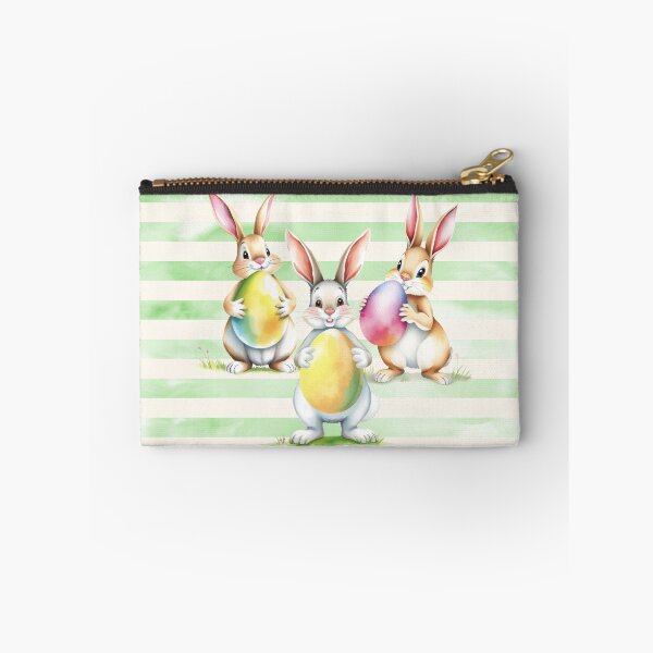 Item preview, Easter Bunnies Holding Easter Eggs Horizontal Stripes Pattern designed and sold by UnhingedBird.
