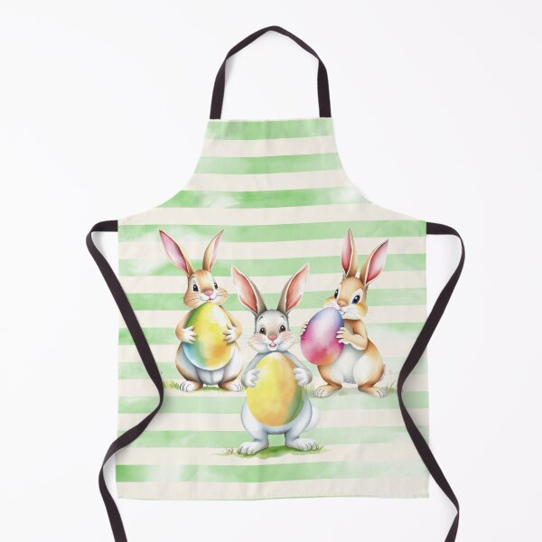 Item preview, Easter Bunnies Holding Easter Eggs Horizontal Stripes Pattern designed and sold by UnhingedBird.