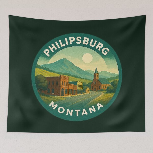Item preview, Philipsburg Montana USA Vintage Travel  designed and sold by Thistle-TShop.