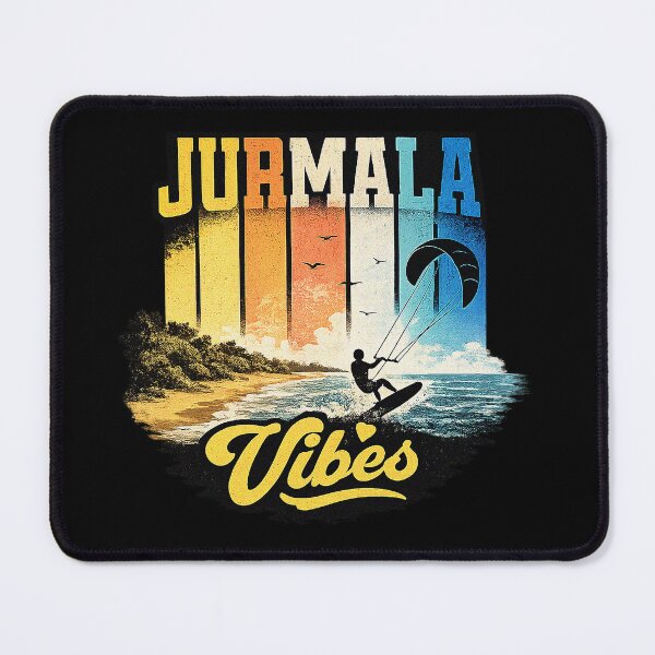 Item preview, Jurmala Vibes – Retro Beach Kitesurf Silhouette designed and sold by YooriDare.