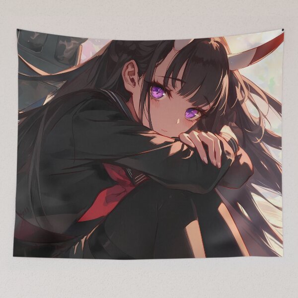 Item preview, Noshiro Azur Lane Anime Girl Waifu Black Uniform Purple Eyes Calm Sky Gentle Aesthetic designed and sold by CarlosBender.