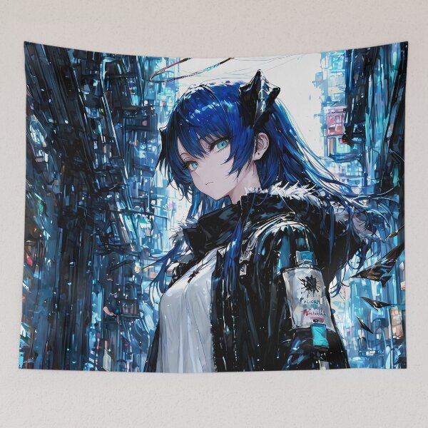 Item preview, Prelude Mostima Arknights Cyberpunk City Angelic Aura Blue Aesthetic designed and sold by CarlosBender.