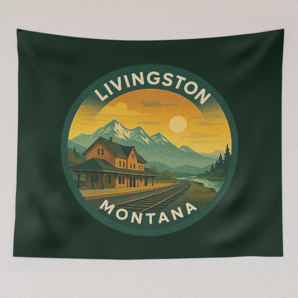 Item preview, Livingston Montana USA Vintage Travel  designed and sold by Thistle-TShop.