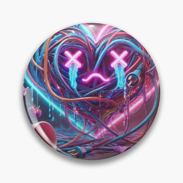 Item preview, Still Not Connected – Neon Broken Heart Cables Funny Tech Breakup Art designed and sold by ComedyInkFactor.