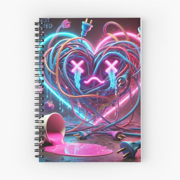 Item preview, Still Not Connected – Neon Broken Heart Cables Funny Tech Breakup Art designed and sold by ComedyInkFactor.