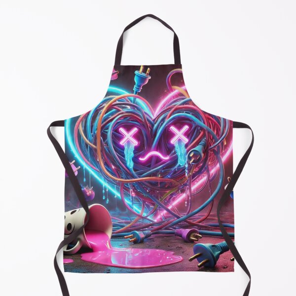 Item preview, Still Not Connected – Neon Broken Heart Cables Funny Tech Breakup Art designed and sold by ComedyInkFactor.