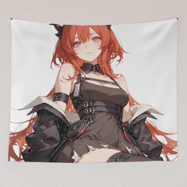 Item preview, Prelude Surtr Arknights Black Dress Sitting Pose Anime Girl designed and sold by CarlosBender.