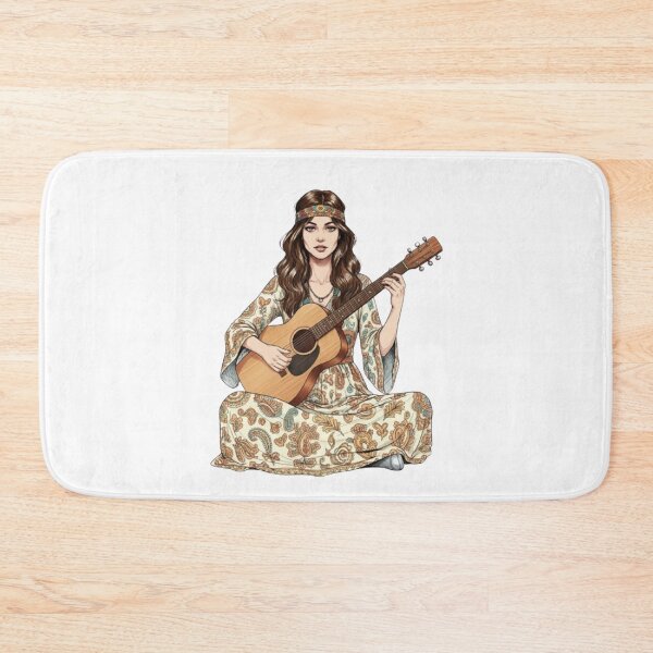 Item preview, Female Guitarist in Flower Power and Pop Art Style designed and sold by CHRIST5000.