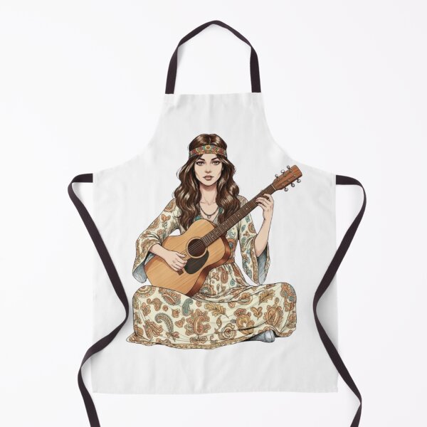Item preview, Female Guitarist in Flower Power and Pop Art Style designed and sold by CHRIST5000.