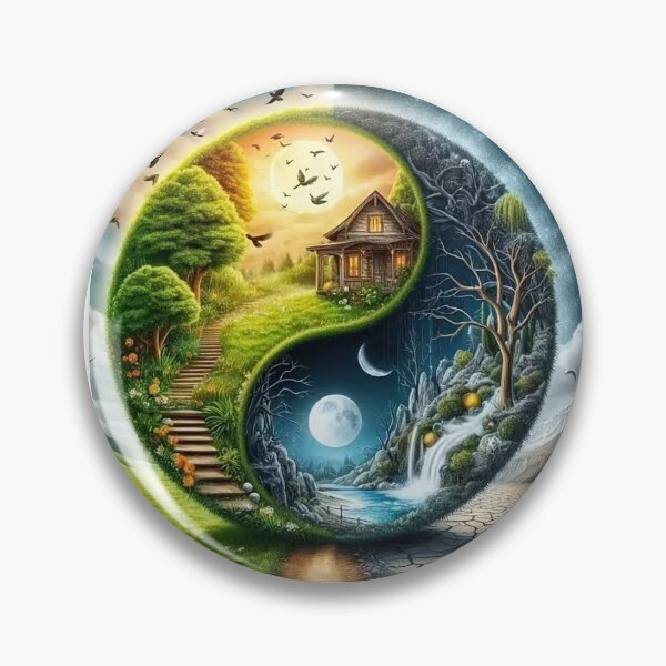Item preview, Yin Yang Landscape – Day and Night Harmony designed and sold by AmetistLight.