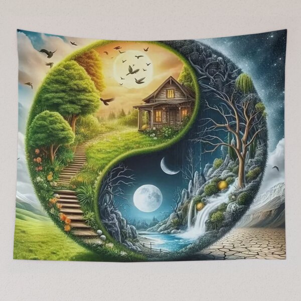 Item preview, Yin Yang Landscape – Day and Night Harmony designed and sold by AmetistLight.