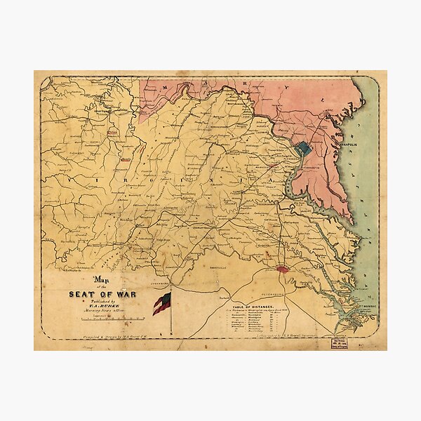 Item preview, Map of the Seat of War, Virginia & Maryland (1861) designed and sold by allhistory.